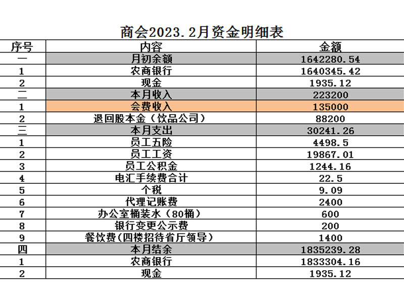 商会财务报告展示